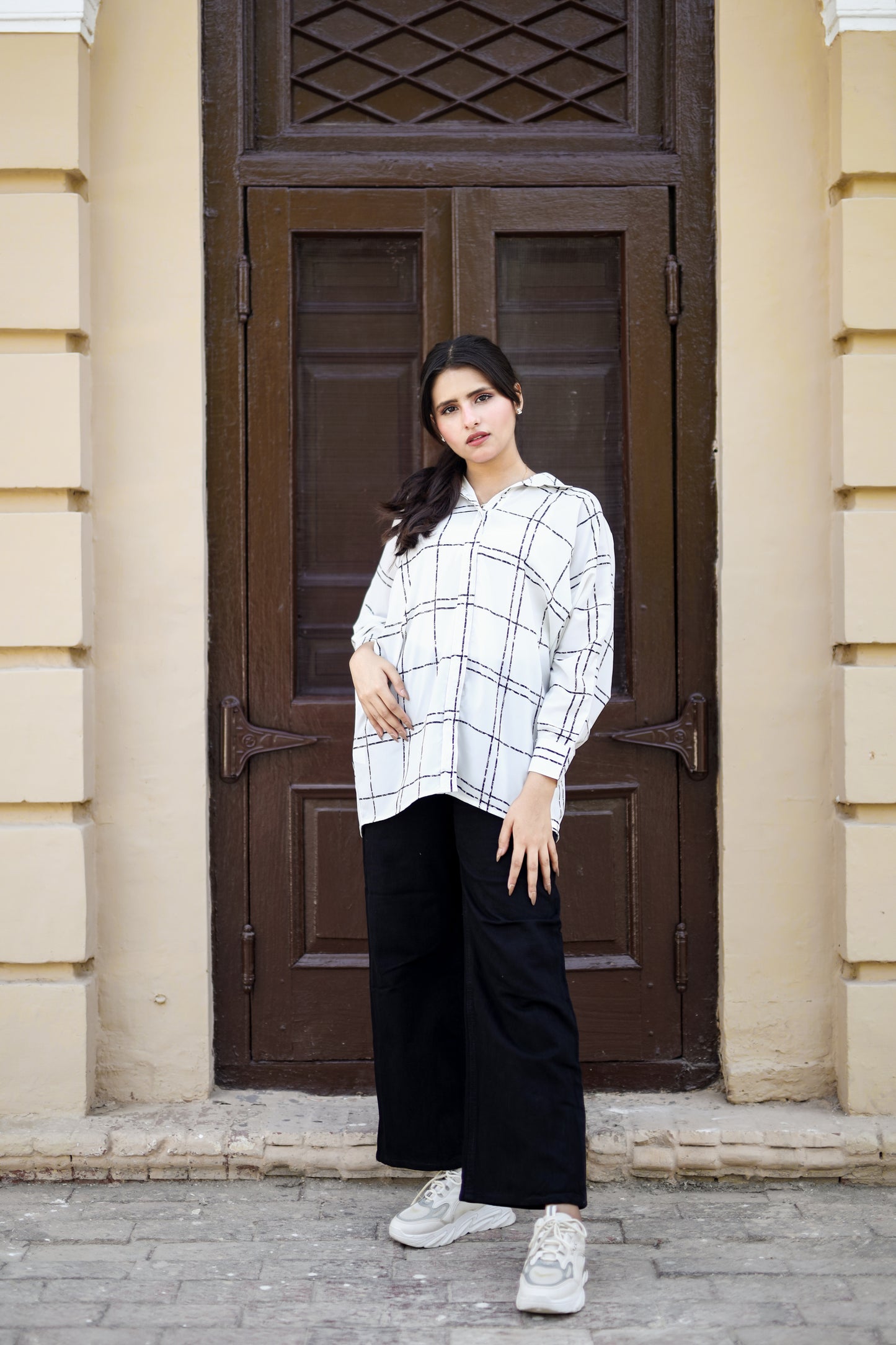 Oversized Checkered Top