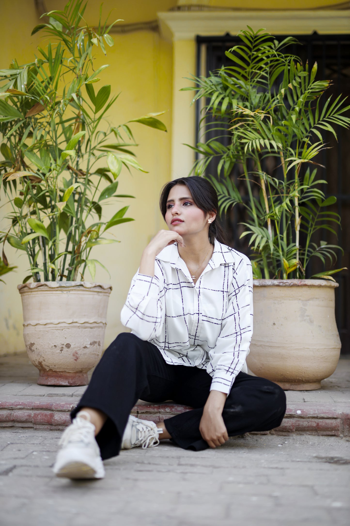 Oversized Checkered Top
