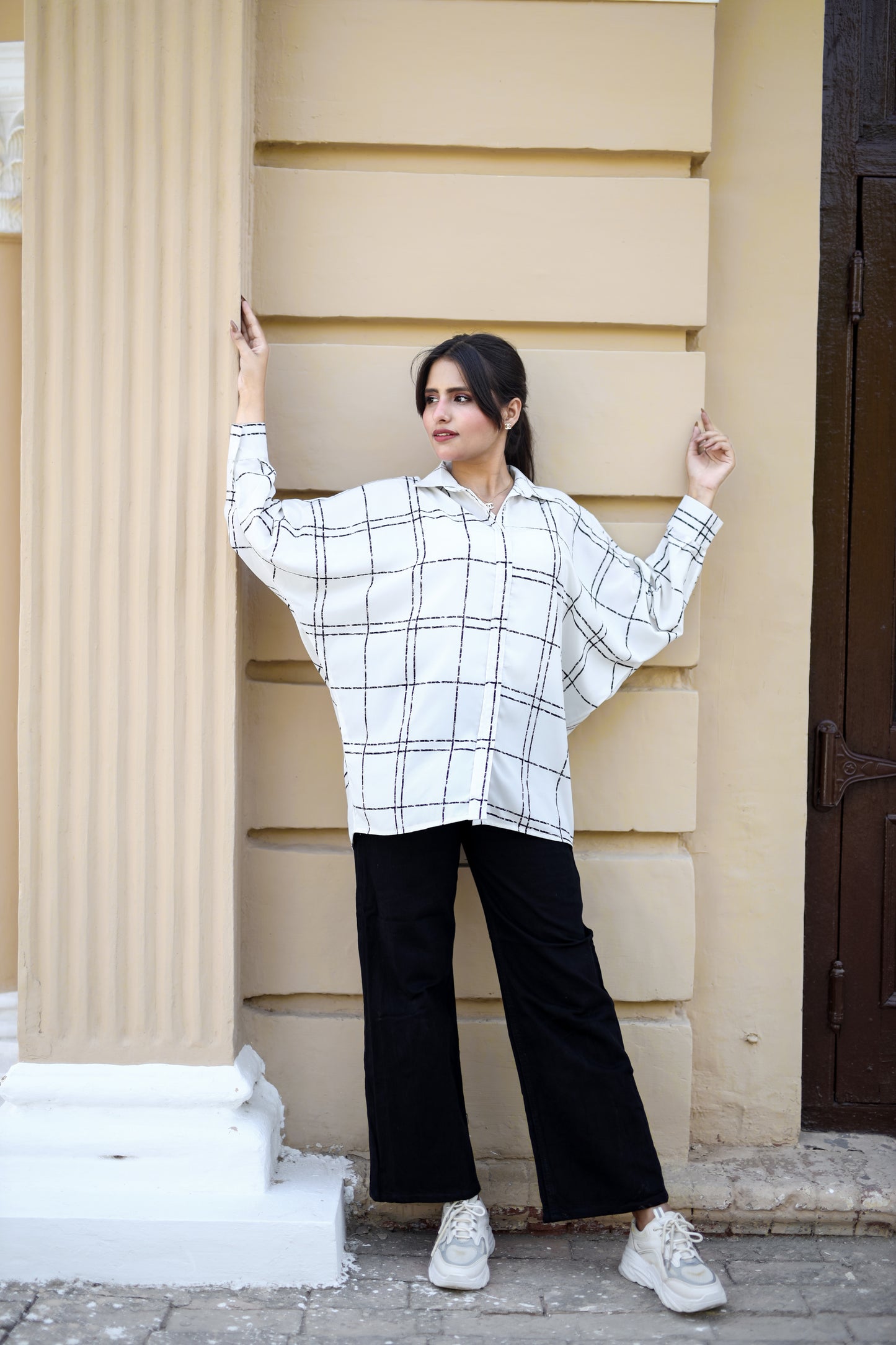 Oversized Checkered Top