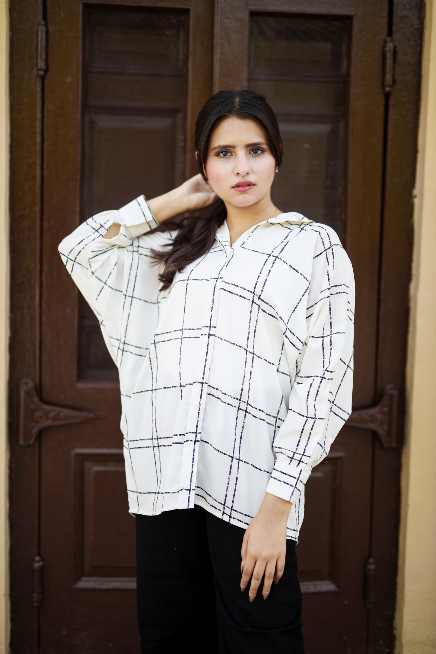 Oversized Checkered Top