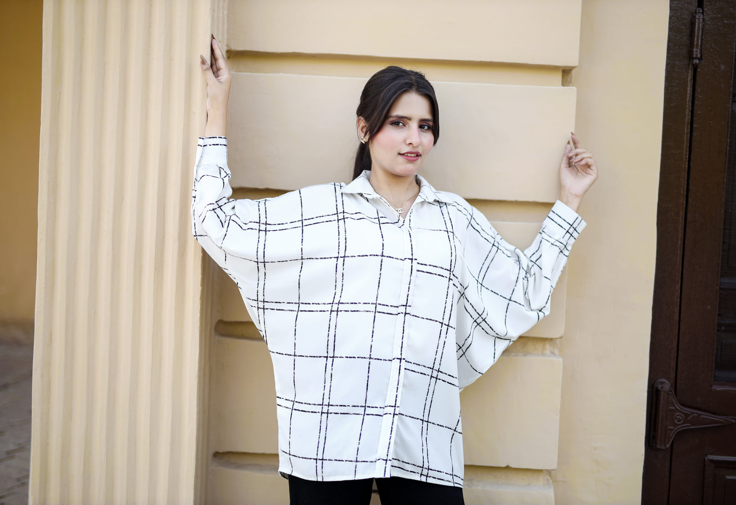 Oversized Checkered Top