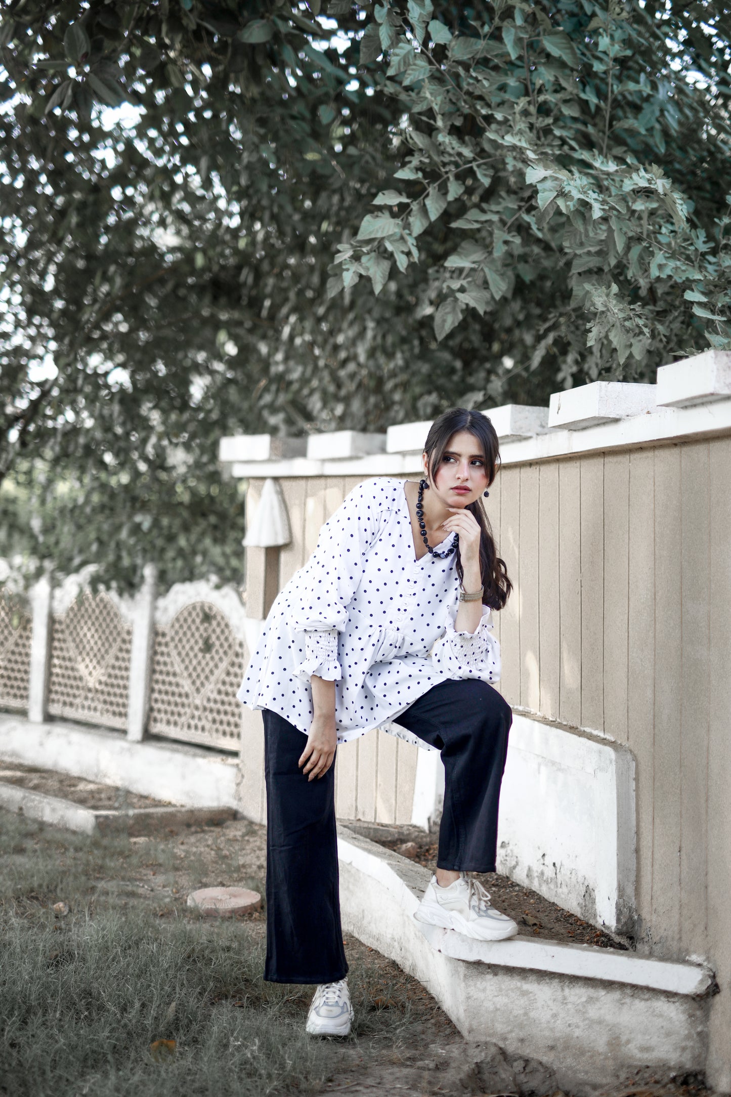 Short Frock Style Polka Dot Top