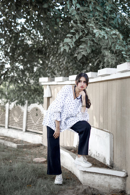 Short Frock Style Polka Dot Top