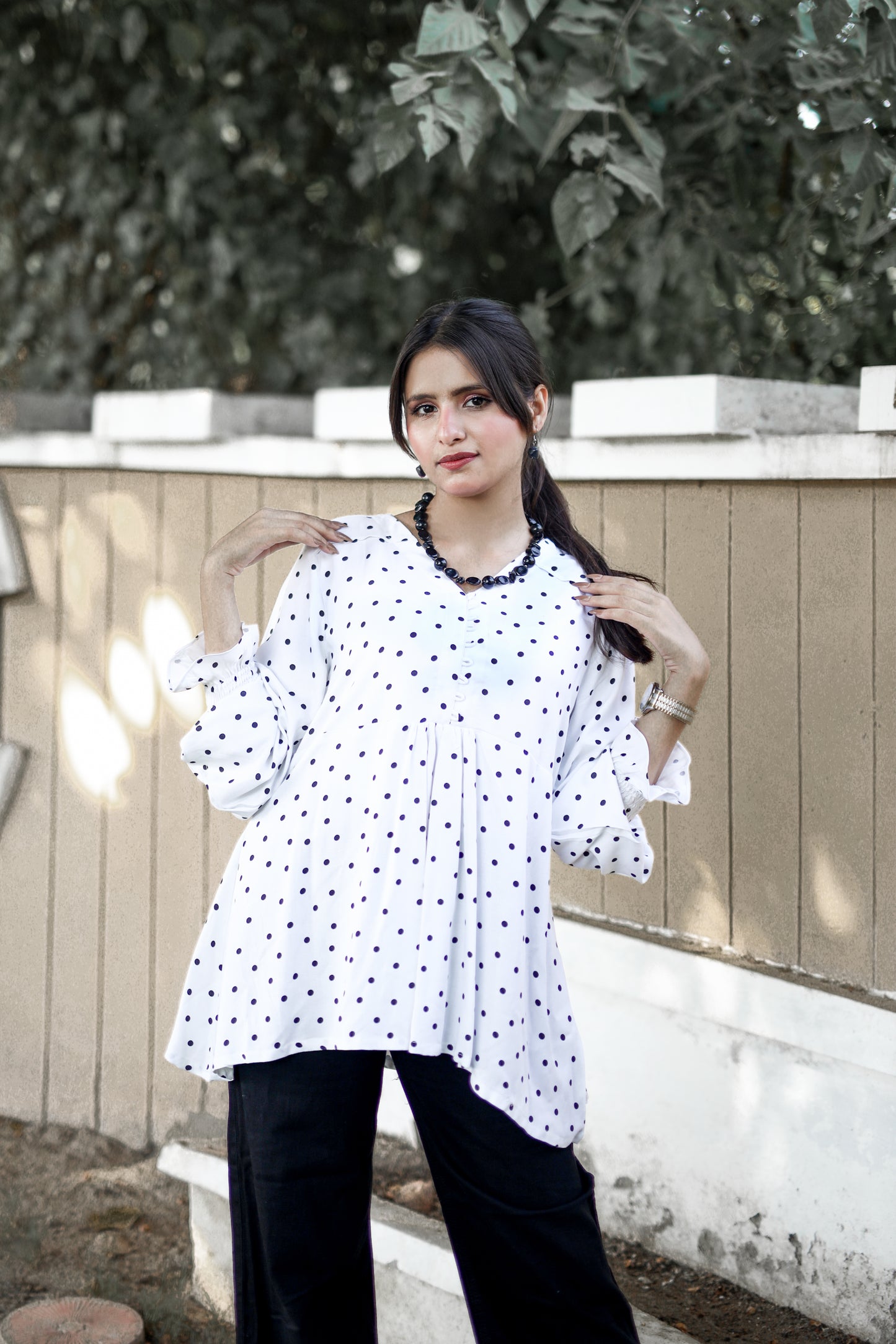 Short Frock Style Polka Dot Top