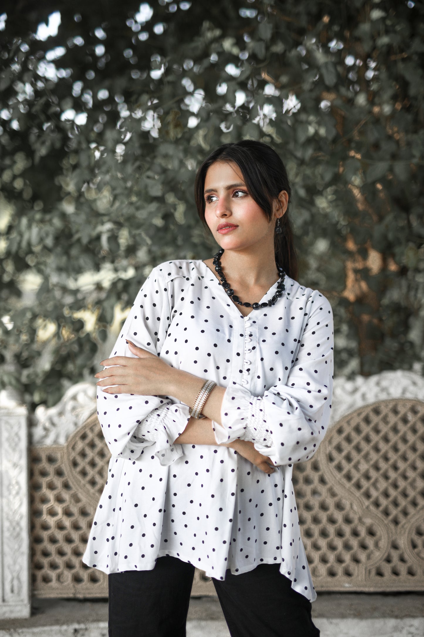 Short Frock Style Polka Dot Top