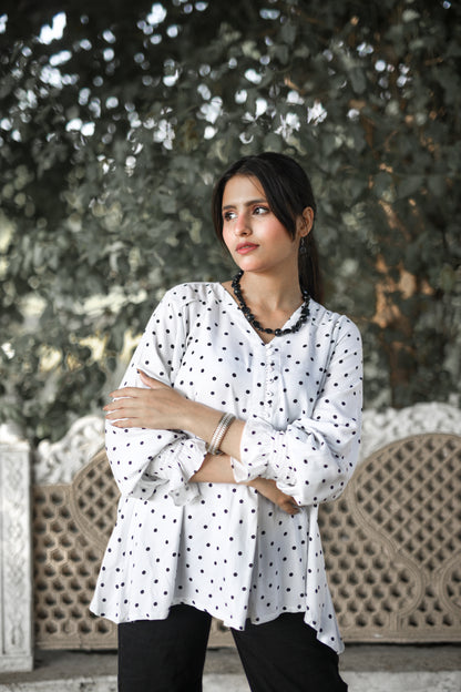 Short Frock Style Polka Dot Top