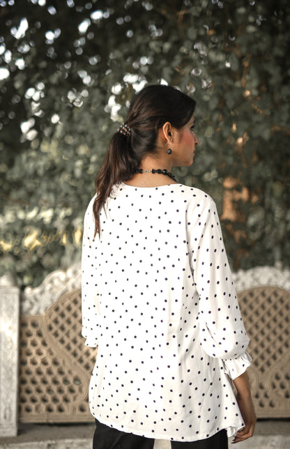 Short Frock Style Polka Dot Top