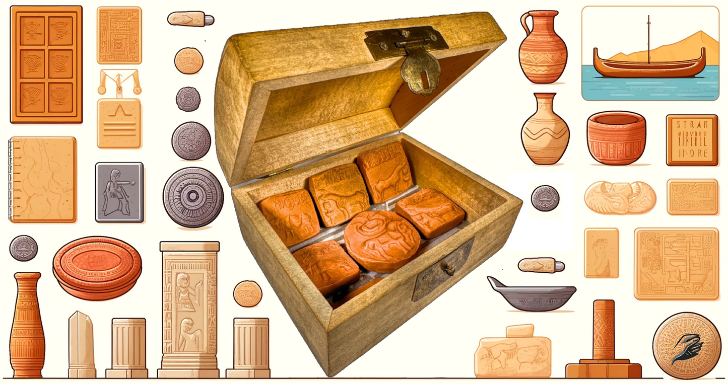 Ancient clay seals collection box