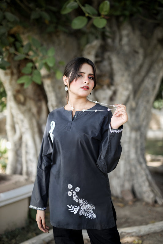 Embroidered Paisley Cotton Top